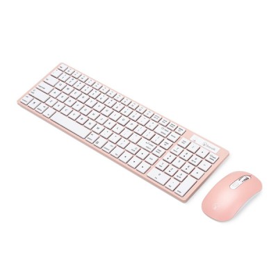 Σετ Ασύρματο Πληκτρολόγιο & Ποντίκι για Υπολογιστή - Andowl Ροζ