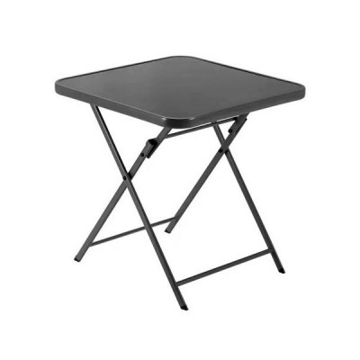 70x70x75cm Μαύρο Tετράγωνο Τραπέζι Πτυσσόμενο με Σκελετό Αλουμινίου και Γυάλινη Επιφάνεια