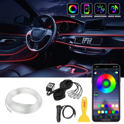 Andowl Διακοσμητικός Φωτισμός Οπτική Ίνα LED RGB Neon 6μ Εσωτερικού Σαλονιού Αυτοκινήτου - Φωτορυθμικό - Fiber Optic LED2801