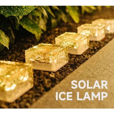 Ηλιακό Φωτιστικό Κήπου Παγοκύβος Ice cube solar light με 4Led Θερμού Λευκού Φωτισμού