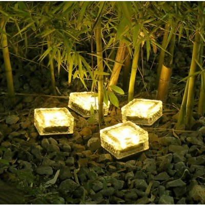Ηλιακό Φωτιστικό Κήπου Παγοκύβος Ice cube solar light με 4Led Θερμού Λευκού Φωτισμού