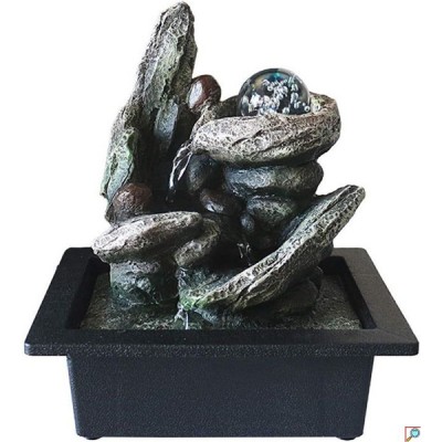 Διακοσμητικό Συντριβάνι Feng Shui με Εφέ LED Φωτισμού & Κρυστάλλινη Σφαίρα - 26x23x18 cm