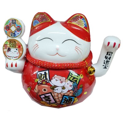 Διακοσμητική Τυχερή Λευκή Γάτα Καλωσορίσματος - Feng Shui Welcome Cat 35x25x18cm