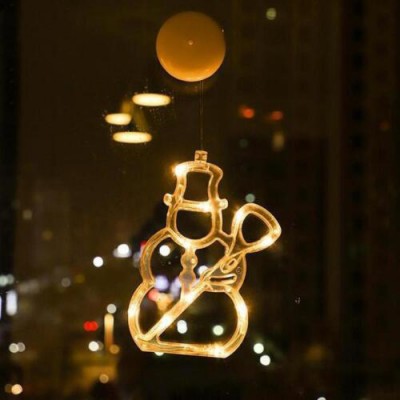 Χριστουγεννιάτικη Κρεμαστή Φιγούρα Χιονάνθρωπος Μπαταρίας με Βεντούζα και 10 LED 21.5x12.5x1cm