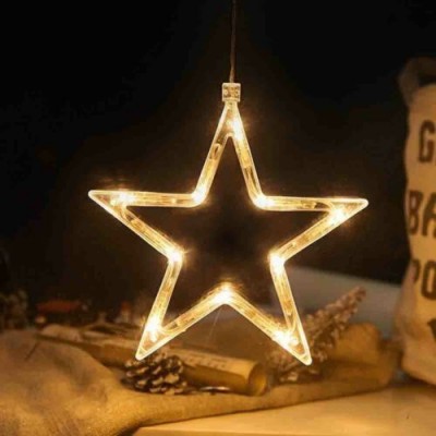 Χριστουγεννιάτικη Κρεμαστή Φιγούρα Αστέρι Μπαταρίας με Βεντούζα και 10 LED 19x18x1cm