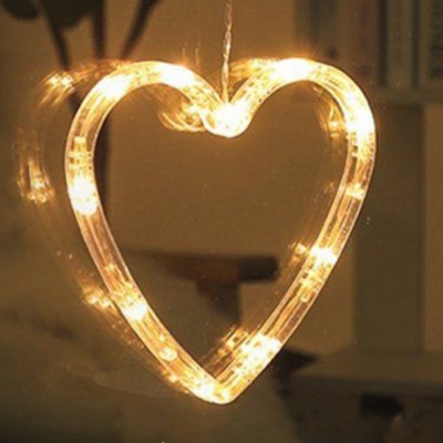 Χριστουγεννιάτικη Κρεμαστή Φιγούρα Καρδιά Μπαταρίας με Βεντούζα και 10 LED 13x16.5x1cm