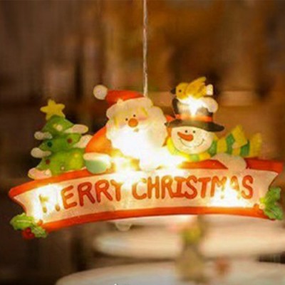 Χριστουγεννιάτικη Κρεμαστή Φιγούρα Αγιος Βασίλης με Χιονάνθρωπο και Δέντρο Μπαταρίας με Βεντούζα και 20 LED 45x23.7x3cm