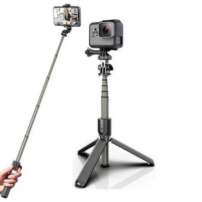 Ασύρματο 360ᵒ Bluetooth Πτυσσόμενο Μπαστούνι Κινητού L03 & Τρίποδο για Selfie Φωτογραφίες με Χειριστήριο - Wireless Tripod Selfie Stick Μαύρο