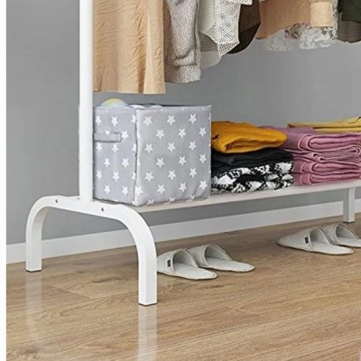 Μεταλλική Διπλή Κρεμάστρα Δαπέδου Παπουτσοθήκη Γκαρνταρόμπα Τρόλεϊ 110x54x150cm Μαύρη