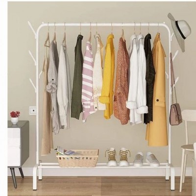 Μεταλλική Διπλή Κρεμάστρα Δαπέδου Παπουτσοθήκη Γκαρνταρόμπα Τρόλεϊ 110x54x150cm Μαύρη