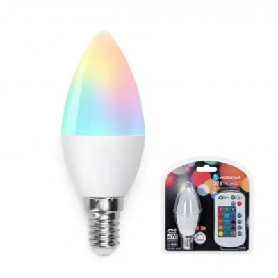 Λάμπα LED Dimmable 4.8W E14 RGBW σε Σχήμα C37 220V με Ασύρματο Χειριστήριο