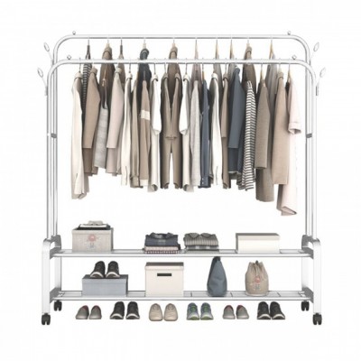 110x150x33cm Τροχήλατη Μεταλική Κρεμάστρα Δαπέδου - Παπουτσοθήκη - Βεστιάριο Τρόλεϊ