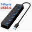 HQ-7-PORT Αντάπτορας-USB HUB Γρήγορης Φόρτισης & Μεταφοράς Δεδομένων έως 5Gbps με 7 Θύρες USB 3.0 LED Φωτισμό Λειτουργίας & Διακόπτες On/ Off