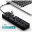 HQ-7-PORT Αντάπτορας-USB HUB Γρήγορης Φόρτισης & Μεταφοράς Δεδομένων έως 5Gbps με 7 Θύρες USB 3.0 LED Φωτισμό Λειτουργίας & Διακόπτες On/ Off