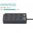 HQ-4-PORT Αντάπτορας-USB HUB Γρήγορης Φόρτισης & Μεταφοράς Δεδομένων έως 5Gbps με 4 Θύρες USB 3.0 LED Φωτισμό Λειτουργίας & Διακόπτες On/ Off