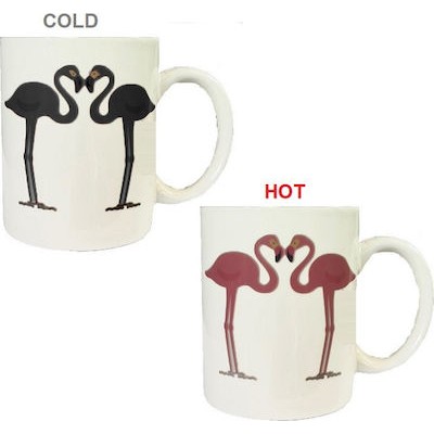 Κούπα 2 Lovers Flamingo που Αλλάζει Χρώμα με την Θερμοκρασία - Mug Ceramic 2 Lovers Black Flamingo Change Color 300ml