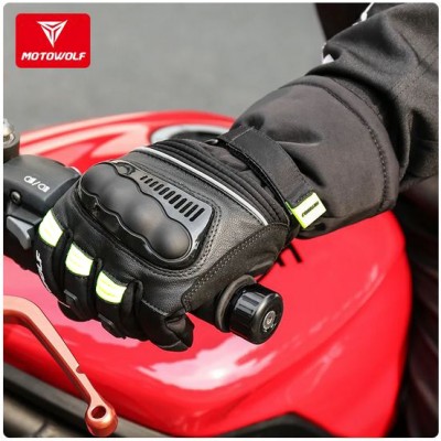 Γάντια Αναβάτη Μηχανής / Μοτοσυκλέτας Motowolf® με Εξαερισμό & Προστασία στις Αρθρώσεις - Σετ 2 Τεμαχίων MDL0138 Μαύρο