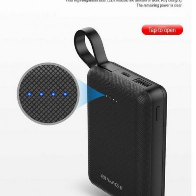 Awei Φορητή Μπαταρία Φορτιστής - Power Bank 10000mAh 2.1A - LED Ένδειξη Μπαταρίας