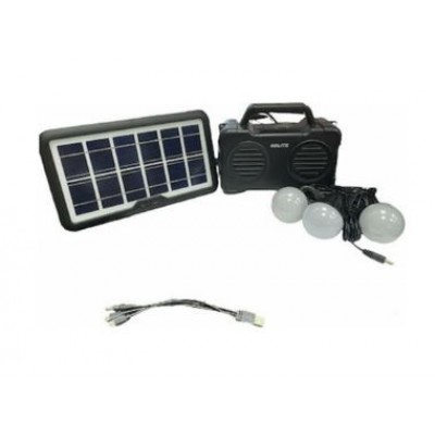 Ηλιακό Πακέτο Φωτισμού & Φόρτισης με Panel - Φακό - Ραδιόφωνο FM - Μπαταρία με Θύρα USB και 3 Λάμπες Led GD-3000Α