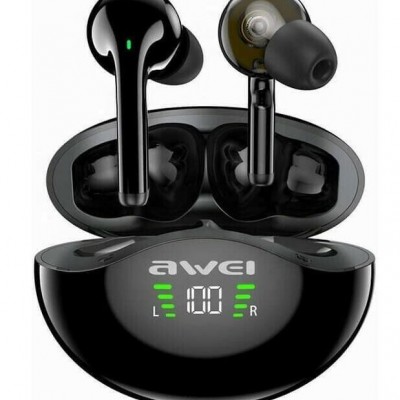 Αδιάβροχα Bluetooth Ακουστικά TWS HiFi Sound με Θήκη Φόρτισης Ασύρματα AWEI® T36 - Black