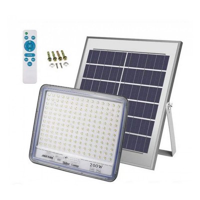 200W Led Αδιάβροχος Ηλιακός Προβολέας 9000LM με Πάνελ & Τηλεχειριστήριο Jortan JT-BS200W