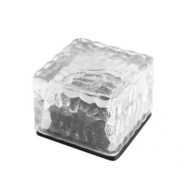 Ηλιακό Φωτιστικό Δαπέδου με Θερμό Λευκό Φως Σχέδιο Παγος Ice Cube 3000K IP66