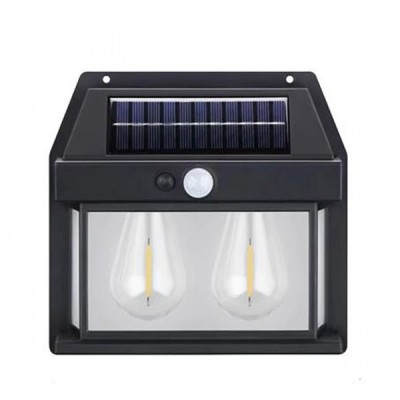 Ηλιακό Φωτιστικό LED 3W με 2 Λάμπες – Μαύρο Solar Interaction Wall Lamp BK-888-3