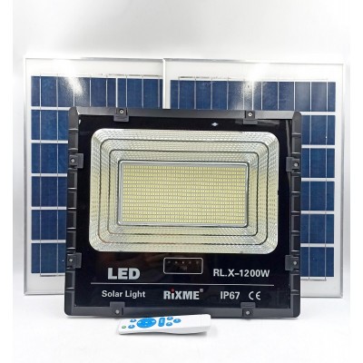 Led Αδιάβροχος Ηλιακός Προβολέας 1600W  με 2 Πάνελ και Τηλεχειριστήριο Rixme RL.N-1600W