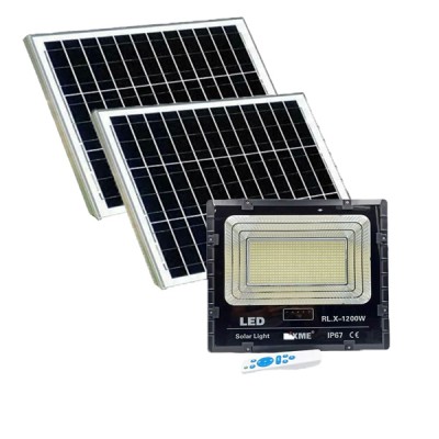 1200W  Led Αδιάβροχος Ηλιακός Προβολέας με 2 Πάνελ και Τηλεχειριστήριο Rixme RL.N-1200W