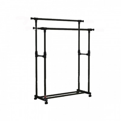 78x150x42cm Φορητή Κρεμάστρα Διπλού Πόλου Μαύρη  - Δαπέδου & Παπουτσοθήκη με 1 Ράφι