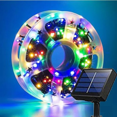 50m Ηλιακά Χριστουγεννιάτικα Λαμπάκια LED Εξωτερικού Χώρου με Φωτοβολταϊκό Πάνελ