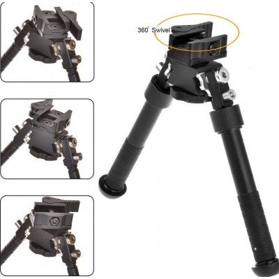 Δίποδο Τουφεκιού Ρυθμιζόμενου Ύψους 6-9” V8 360 Μοιρών με Ρυθμιζόμενο Σφιγκτήρα Ράγα