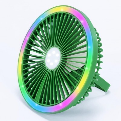Επιτραπέζιος & Κρεμαστός Φορητός RGB Mini Ανεμιστήρας 2 σε 1 με LED και USB Φόρτιση Πράσινο –  Arrango
