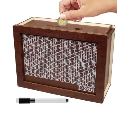 Ξύλινο Ταμιευτήριο Κουμπαράς με Ειδικό Μαρκαδόρο Σημειώσεων 17x12.5x6.5 cm