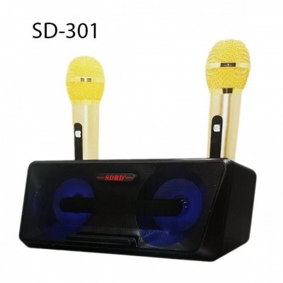 Φορητό Ηχοσύστημα Bluetooth USB/SD Karaoke Με 2 Μικρόφωνα Mp3 Player - Multimedia Speaker Μαύρο SD-301