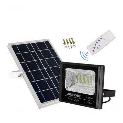 150W LED Αδιάβροχος Ηλιακός Προβολέας με Πάνελ και Τηλεχειριστήριο Jortan JT-BJ-150W – 9600LM, IP65