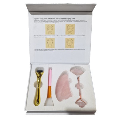 Σετ Δώρου Pink Quartz & Gua Sha & Derma Roller