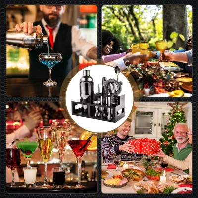 Επαγγελματικό Σετ Κοκτέιλ Bartender Purism 11 Τεμαχίων Ανοξείδωτο Με Βάση Bamboo