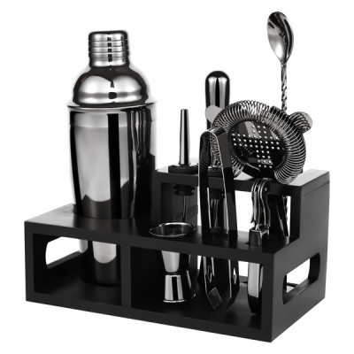 Επαγγελματικό Σετ Κοκτέιλ Bartender Purism 11 Τεμαχίων Ανοξείδωτο Με Βάση Bamboo