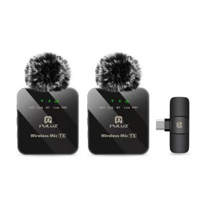 Premium Ασύρματο Σετ 2 Τεμαχίων Mini Lavalier Μικροφώνων PU648B Type-C