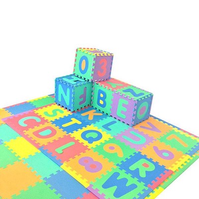 10 Τεμάχια 30x30x0.8εκ Αφρώδες Παιδικό Σετ Δαπέδου Με Εκπαιδευτικούς Αριθμούς και Γράμματα