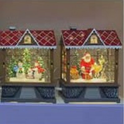 Χριστουγεννιάτικο Σπιτάκι με LED Φωτισμό & Κίνηση Χιονιού 20.5 cm