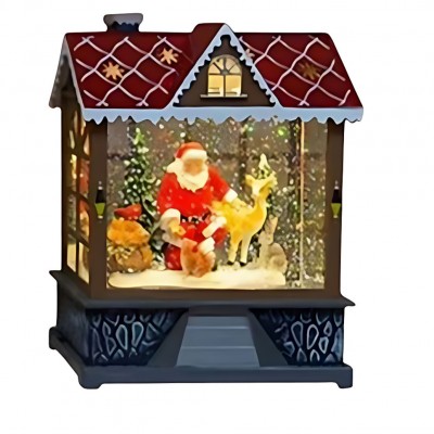 Χριστουγεννιάτικο Σπιτάκι με LED Φωτισμό & Κίνηση Χιονιού 20.5 cm