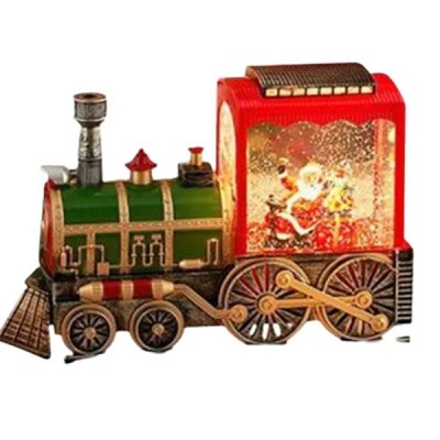 Διακοσμητικό Χριστουγεννιάτικο Τρενάκι με LED Φωτισμό & Εφέ Χιονόπτωσης 18cm