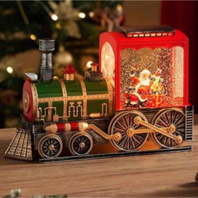 Διακοσμητικό Χριστουγεννιάτικο Τρενάκι με LED Φωτισμό & Εφέ Χιονόπτωσης 18cm