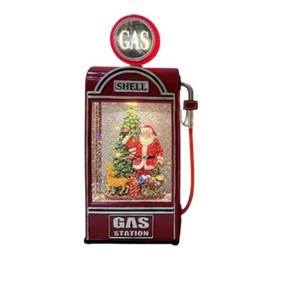 Vintage Χριστουγεννιάτικο Φανάρι 31.5cm με Άγιο Βασίλη, LED Εφέ Νερού και Glitter