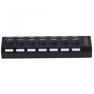 TREQA Usb-14 Αντάπτορας - USB HUB Μεταφοράς Δεδομένων με 7 Ανεξάρτητες Θύρες USB 3.0 LED για Απόλυτη Συνδεσιμότητα