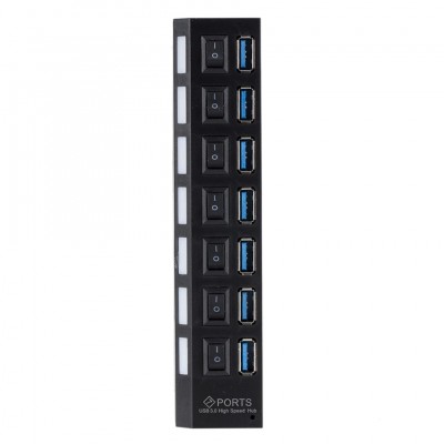 TREQA Usb-14 Αντάπτορας - USB HUB Μεταφοράς Δεδομένων με 7 Ανεξάρτητες Θύρες USB 3.0 LED για Απόλυτη Συνδεσιμότητα