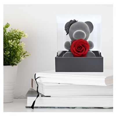 Κουτί Δώρου με Αρκουδάκι & Τεχνητό Τριαντάφυλλο 87738