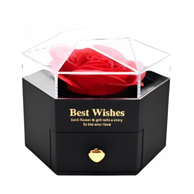 Κουτί Δώρου Πολυτελείας με Τεχνητό Τριαντάφυλλο & Θήκη Κοσμήματος 87683